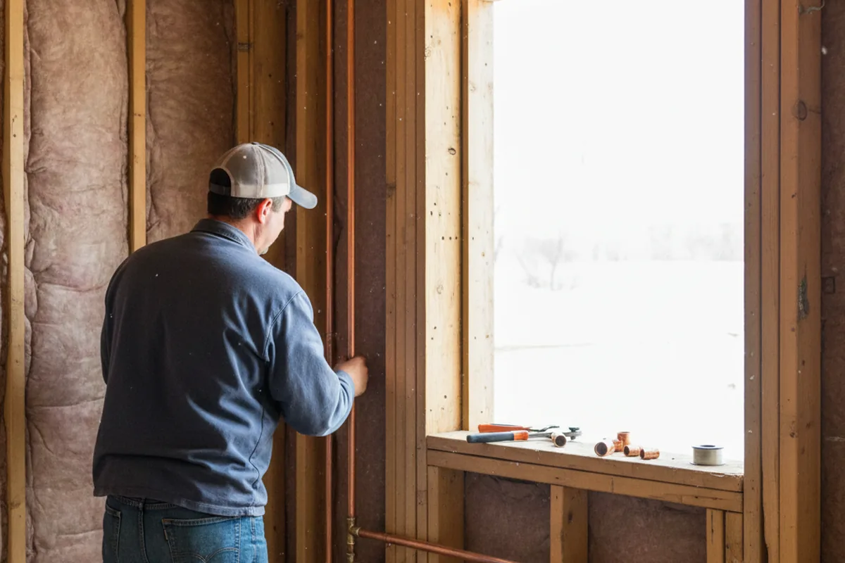 Licensed plumber running new copper supply lines in a Waller home