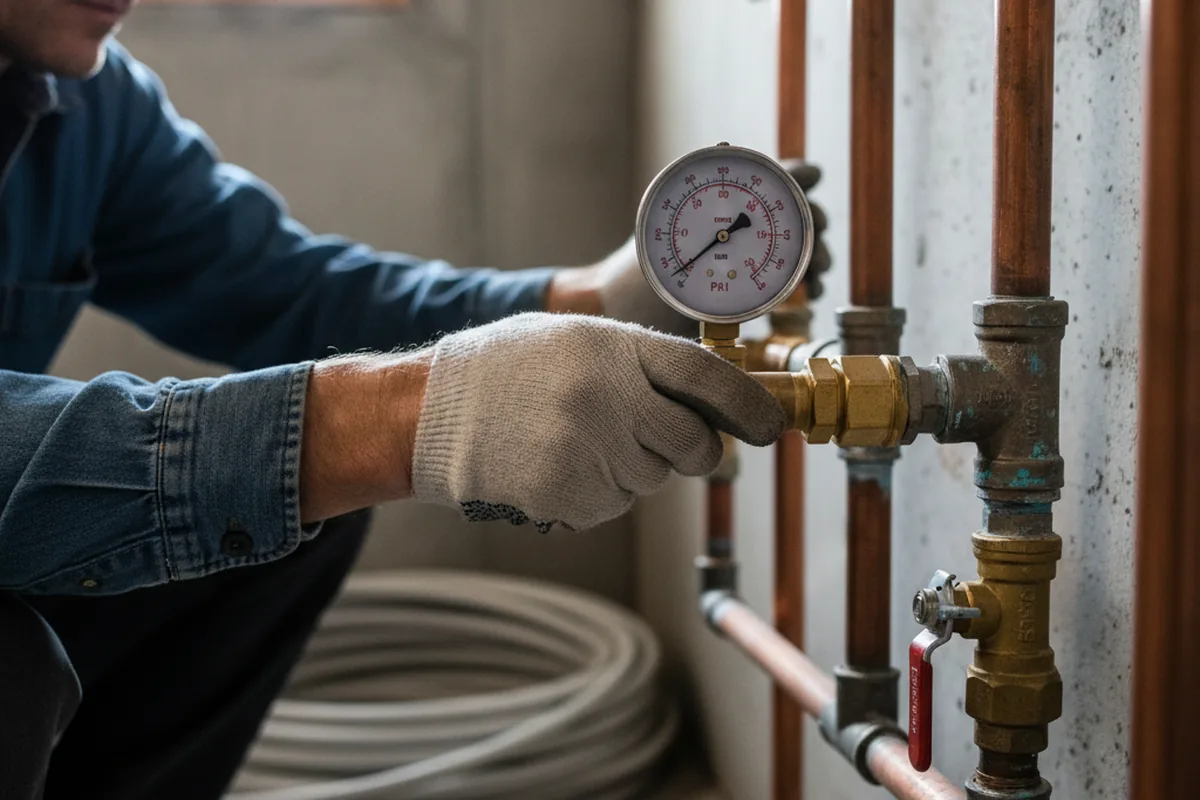 Pressure testing a repaired line during Water Line Repair in Waller